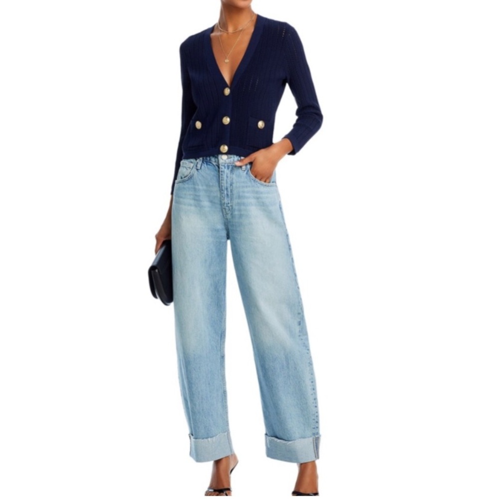L’Agence Irvin Pointelle Cropped Cardigan - Small - New With Tags